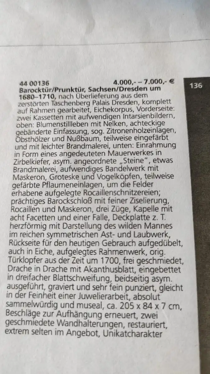 Antike Barocktür Prunktür um 1680-1710 3