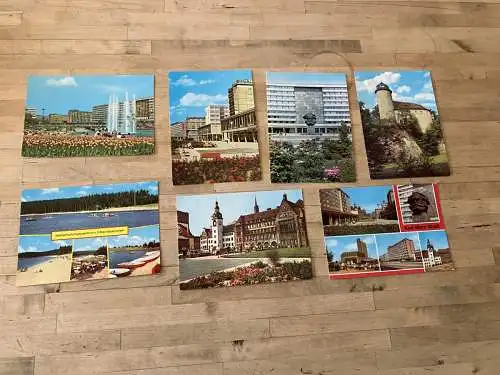 [Echtfotokarte farbig] Karl-Marx-Stadt - Konvolut aus 7 antiquarischen DDR-Postkarten - UNBENUTZT. 