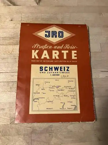 Antiquarische Straßen- und Reisekarte Schweiz 1:400000 JRO-Verlag 60er Jahre