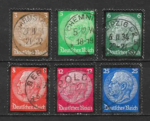 Deutsches Reich 1934 Nr 548 - 553 Gebraucht