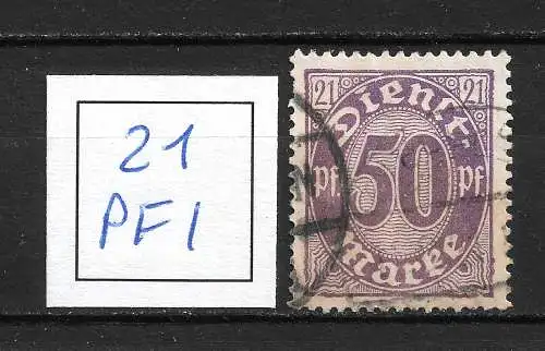 Deutsches Reich 1920 Nr 21 PF I Gebraucht