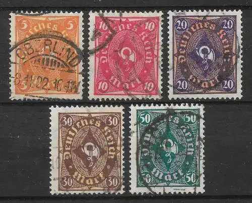 Deutsches Reich 1922 Nr 205 - 209 Gebraucht