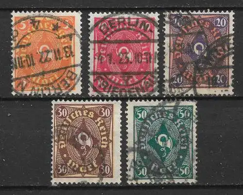 Deutsches Reich 1922 Nr 205 - 209 Gebraucht