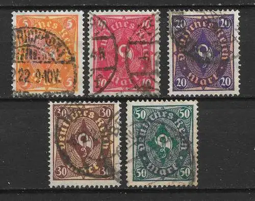 Deutsches Reich 1922 Nr 205 - 209 Gebraucht