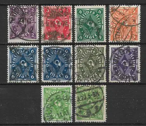 Deutsches Reich 1922 Nr aus 224 - 232 mit Varianten Gebraucht