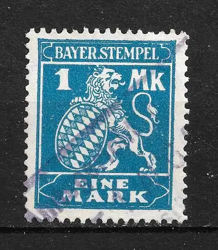 Altdeutschland Bayern  Nr Stempelmarke Revenue Gebraucht