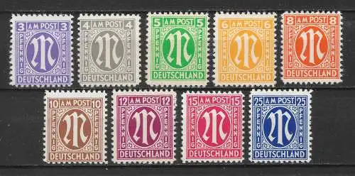 All. Bes. Bizone 1945 Nr 1 - 9 Postfrisch / **