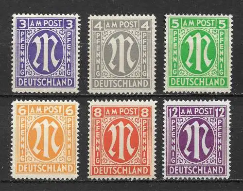 All. Bes. Bizone 1945 Nr 10 - 15 Postfrisch / **