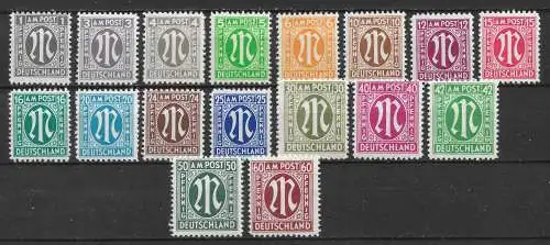 All. Bes. Bizone 1945 Nr Los aus 16 - 35 Postfrisch / **