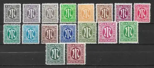 All. Bes. Bizone 1945 Nr Los aus 16 - 35 Postfrisch / **