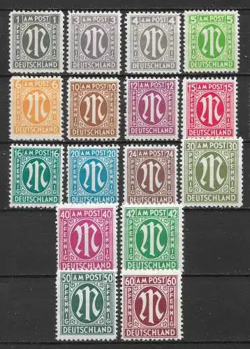 All. Bes. Bizone 1945 Nr Los aus 16 - 35 Postfrisch / **