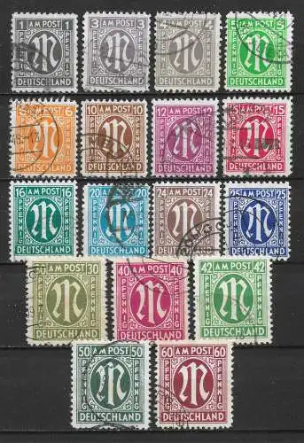 All. Bes. Bizone 1945 Nr Los aus 16 - 35 Gebraucht