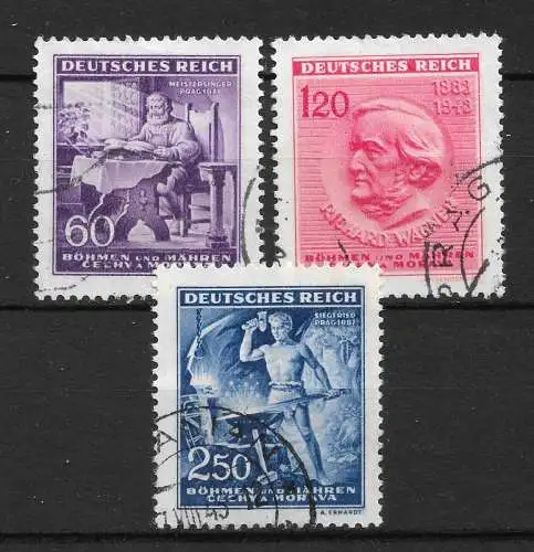 Bes. 2. Wk. Böhmen/M. 1943 Nr 128 - 130 Gebraucht