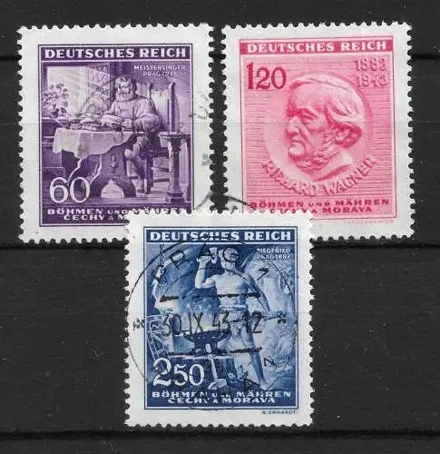 Bes. 2. Wk. Böhmen/M. 1943 Nr 128 - 130 Gebraucht