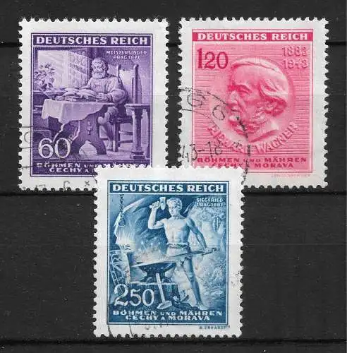 Bes. 2. Wk. Böhmen/M. 1943 Nr 128 - 130 Gebraucht