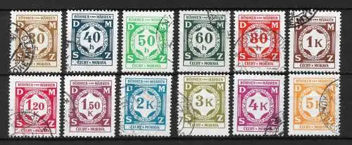 Bes. 2. Wk. Böhmen/M. 1944 Nr Dienstmarken 1 - 12 Gebraucht