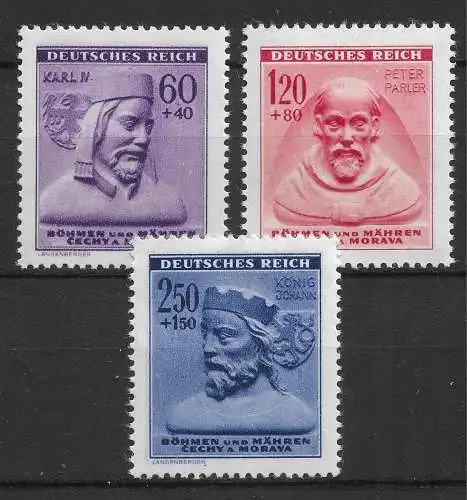 Bes. 2. Wk. Böhmen/M. 1943 Nr 114 - 116 Postfrisch / **