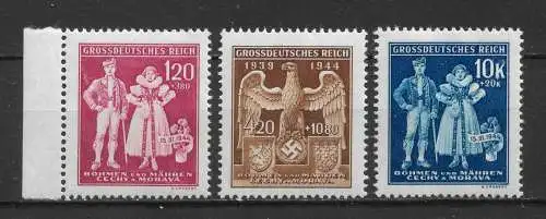 Bes. 2. Wk. Böhmen/M. 1944 Nr 133 - 135 Postfrisch / **