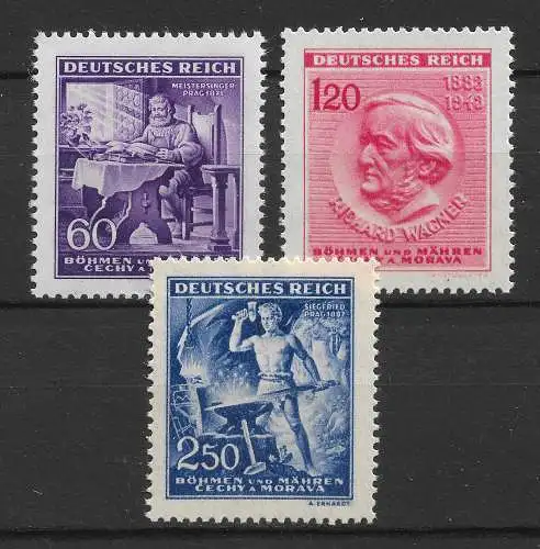 Bes. 2. Wk. Böhmen/M. 1943 Nr 128 - 130 Postfrisch / **
