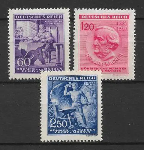 Bes. 2. Wk. Böhmen/M. 1943 Nr 128 - 130 Postfrisch / **