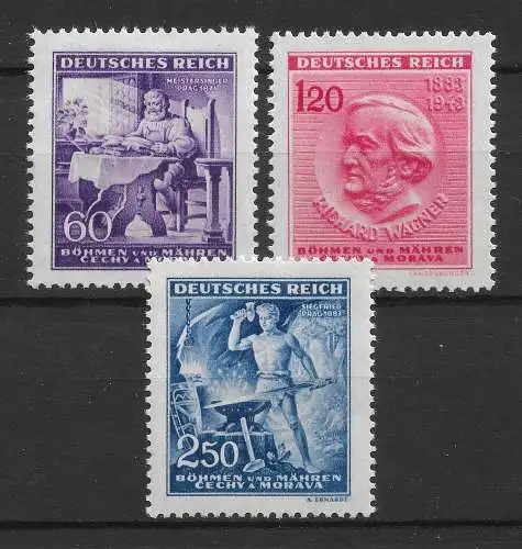 Bes. 2. Wk. Böhmen/M. 1943 Nr 128 - 130 Postfrisch / **