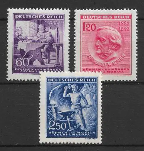 Bes. 2. Wk. Böhmen/M. 1943 Nr 128 - 130 Postfrisch / **