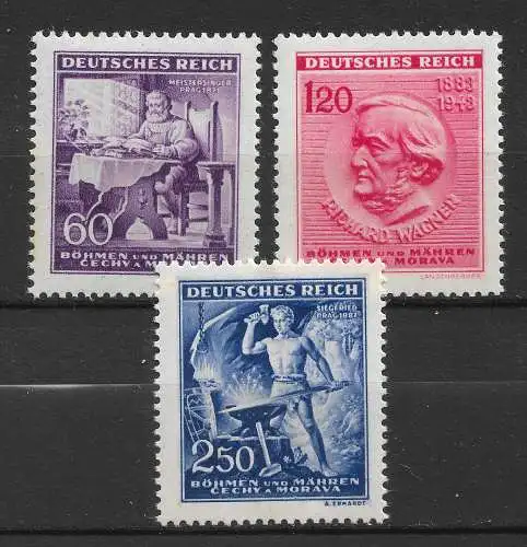 Bes. 2. Wk. Böhmen/M. 1943 Nr 128 - 130 Postfrisch / **