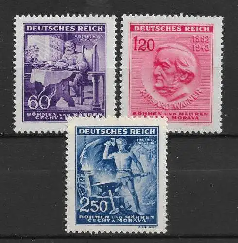 Bes. 2. Wk. Böhmen/M. 1943 Nr 128 - 130 Postfrisch / **