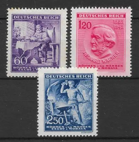 Bes. 2. Wk. Böhmen/M. 1943 Nr 128 - 130 Postfrisch / **