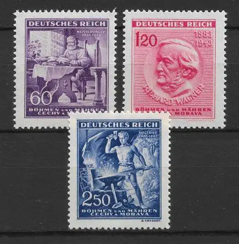 Bes. 2. Wk. Böhmen/M. 1943 Nr 128 - 130 Postfrisch / **
