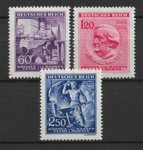 Bes. 2. Wk. Böhmen/M. 1943 Nr 128 - 130 Postfrisch / **