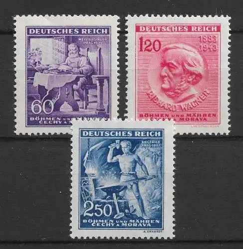 Bes. 2. Wk. Böhmen/M. 1943 Nr 128 - 130 Postfrisch / **