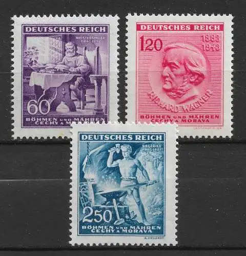 Bes. 2. Wk. Böhmen/M. 1943 Nr 128 - 130 Postfrisch / **