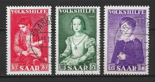Saargebiet/Saarland 1954 Nr 354 - 356 Gebraucht