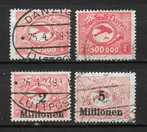 Freie Stadt Danzig 1923 Nr 177 - 180 Gefälligkeitsstempel