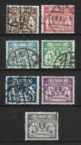 Freie Stadt Danzig 1923 Nr 151 - 157 Gebraucht