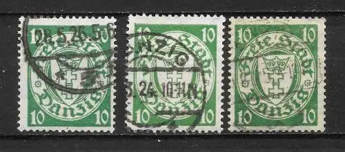 Freie Stadt Danzig 1924 Nr 194 in 3 Farben / Tönen Gebraucht