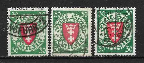 Freie Stadt Danzig 1924 Nr 198 in 3 Farben / Tönen Gebraucht