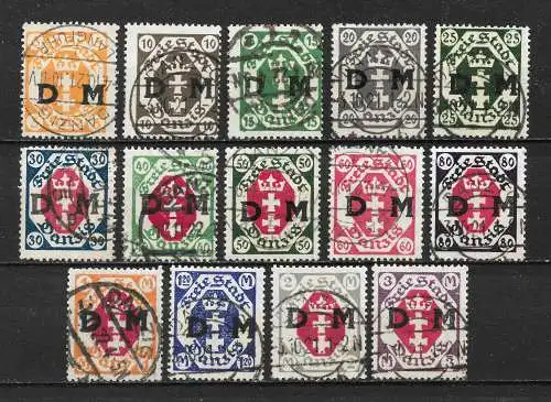 Freie Stadt Danzig 1921 Nr Dienstmarken 1 - 14 Gebraucht