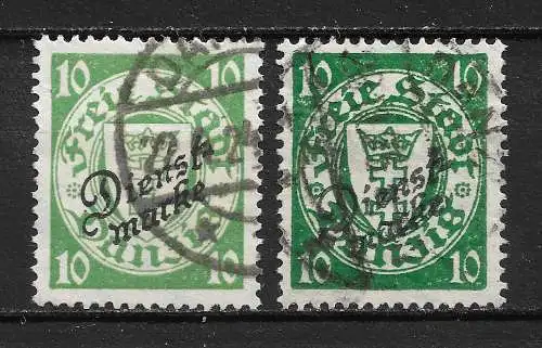 Freie Stadt Danzig 1924 Nr 42 (Dienstmarken) in 2 Farben / Tönen Gebraucht