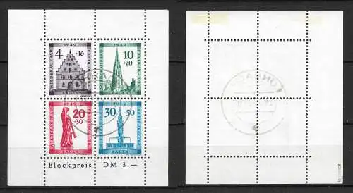 All. Bes. Franz. Zone Baden 1949 Nr Block 1A gestempelt tiefst BPP - geprüft Gebraucht