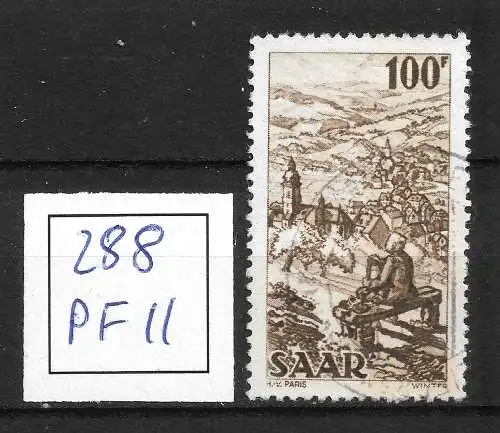 Saargebiet/Saarland 1949 Nr 288 Plattenfehler PF II Gebraucht