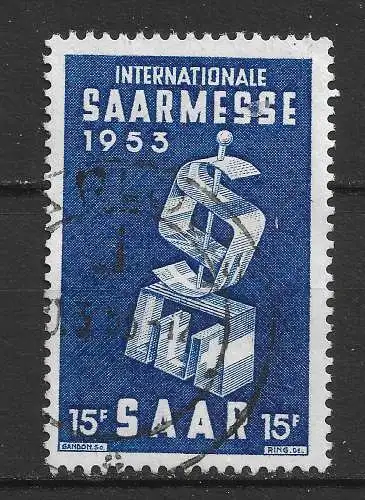 Saargebiet/Saarland 1953 Nr 341 Gebraucht