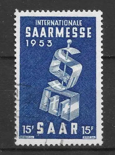 Saargebiet/Saarland 1953 Nr 341 Gebraucht