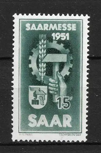 Saargebiet/Saarland 1951 Nr 306 Postfrisch / **