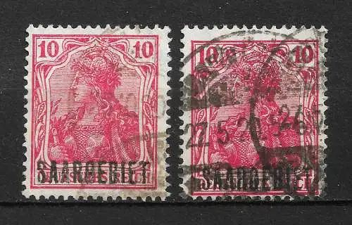 Saargebiet/Saarland 1920 Nr 33 in 2 Tönen / Farben Gebraucht