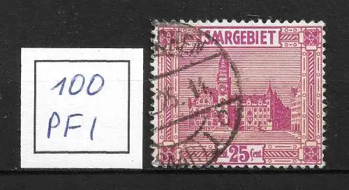 Saargebiet/Saarland 1923 Nr 100 Plattenfehler PF I Gebraucht