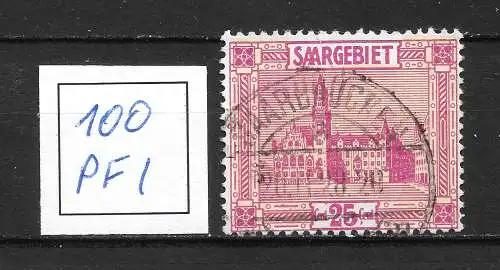 Saargebiet/Saarland 1923 Nr 100 Plattenfehler PF I Gebraucht