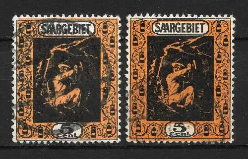 Saargebiet/Saarland 1922 Nr 85 a + b beide Farben Gebraucht
