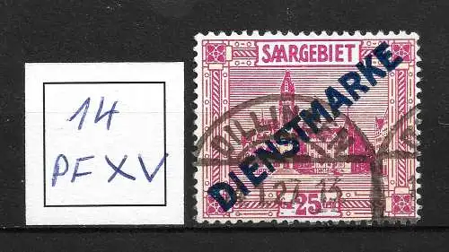 Saargebiet/Saarland 1923 Nr 14 Plattenfehler PF XV Gebraucht